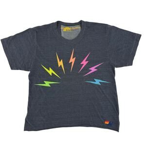 Aviator Nation Sunset Bolt Boyfriend Tee Heather Grey Women's Size Small
